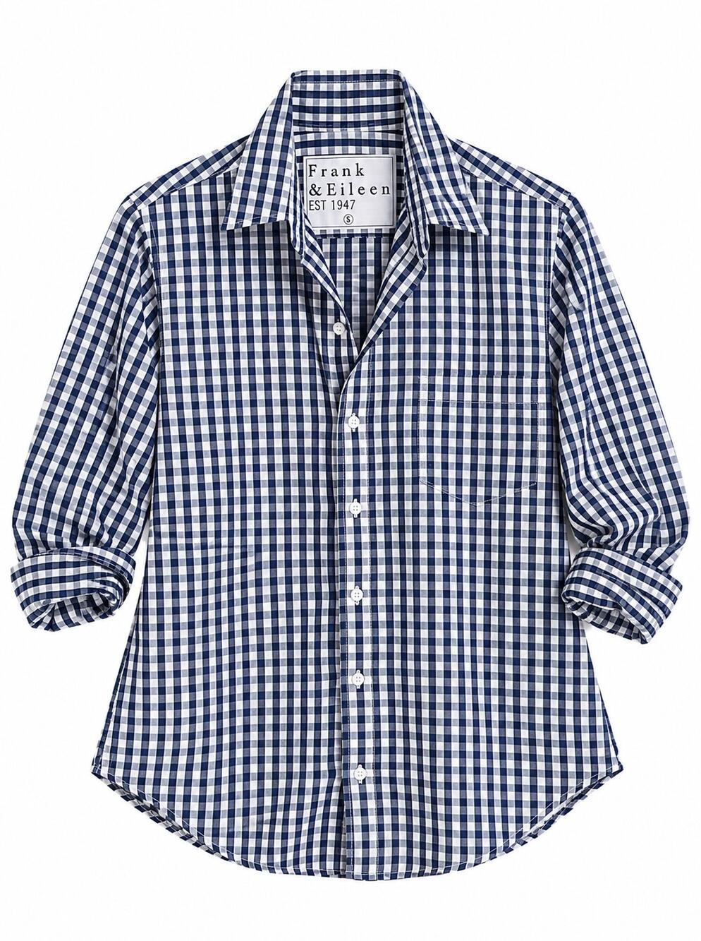 Frank & Eileen Barry Blue White Plaid Button Up Shirt Large
